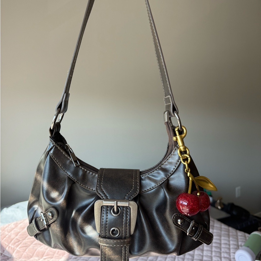 Brown Women's Bag with Cherry Charm